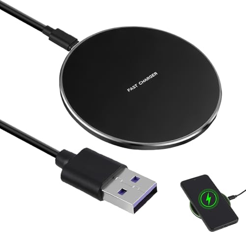 Snabb trådlös laddare 20 W, induktionsladdare för 11/12/13/14/15/Samsung Galaxy S23/S22/S21/S20/S10, USB C cirkulär LED-laddningskabel, stabil magnetisk laddning, kompatibel med Qi-smartphones