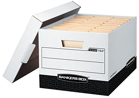 Bankers Box 12-Pack R-Kive Heavy Duty File Storage Boxes with Lids, FastFold Assembly, Letter/Legal, (00724)