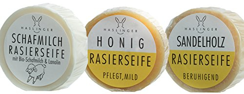 3er Set Haslinger (Honig, Schafmilch, Sandelholz) je 60 Gramm