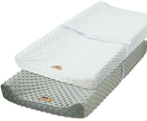 BlueSnail Ultra Soft Minky Dot Changing Pad Cover 2 Pack (Gray+White, 2 Pack)