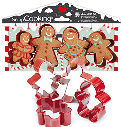 ScrapCooking - 4 Emporte-Pièces Bonhommes Pain d’Épices - Découpoirs en Inox Noël - Moules Biscuits Gingerman - Accessoires Pâtisserie Cake Design - 2081