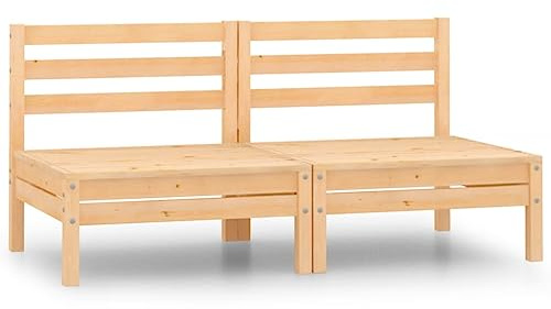 vidaXL Sofá de jardín 2 plazas Madera Maciza Pino