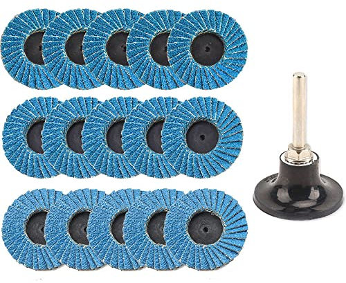 Bestgle 15pcs 2 Inch Roll Lock Flap Disc Set, Sanding Grinding Wheels with 1/4 Shank Disc Holder, 40/60/80 Grit Abrasive Discs for Metal, Wood, Stainless Steel & Angle Grinder Polishing