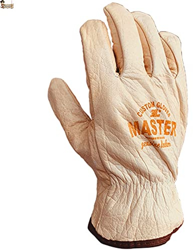 BricoLoco.com Guante trabajo piel cuero flor vacuno natural. 2 pares. Talla 9. Jardín, jardinería, construcción, conductor. CE CAT II. ¡¡¡RIESGOS MECÁNICOS Y TÉRMICOS!!! (2, Talla 9)