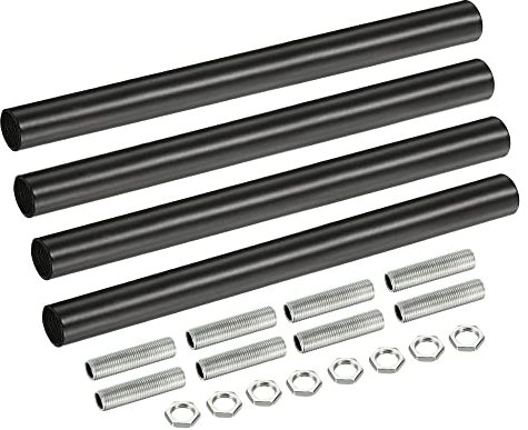 sourcing map Fileté Extension Tige Trousse, M10 Filetage 5.91 Accouplement Écrou Rond Manchon Connecteur avec Fileté Tuyau Hexagonal Écrou, Noir 4 Ensemble