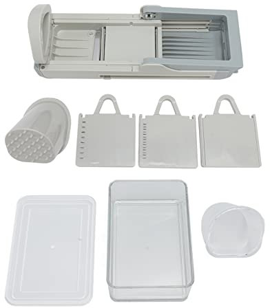 TagliapatateVerdure, Affettaverdure Pieghevole da Tagliaverdure, Grattugia, Tritatutto Professionale Multifunzionale con Contenitore per Cipolla, Carota, Aglio,