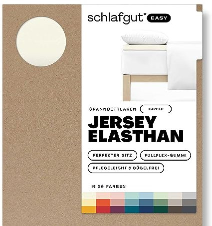 Schlafgut Easy Jersey Elasthan Topper Spannbettlaken 90x190 bis 100x220 Yellow Light, Spannbetttuch aus superweicher Baumwolle mit Elasthan