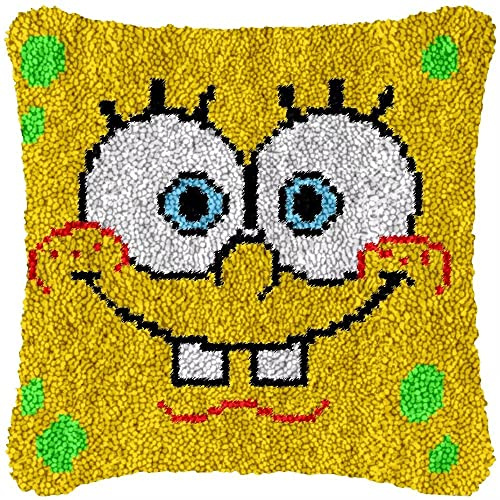 Myriad Choices Latch Hook Cushion Kits 43x43cm Latch Hook Pillow Case Kits Embroidery Kits, DIY Needlework Pillow Cover Sofa Cushion Rug Making Kits for Adults and Kids, DIY Craft Kits Home Decor