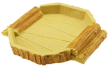 YINETTECH Bol à Eau Plat de Nourriture Dragon Barbu Caméléon Tortue Lézard Gecko Araignée Amphibiens 14.7x14x2cm Résine Jaune