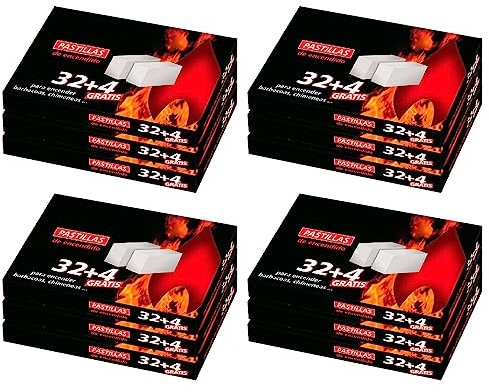 AC - Pack de 12 Paquetes de 48 Pastillas para enciender Fuegos - Encendido de barbacoas, chimeneas, hogueras, cocinas de leña, Estufas - Color Blanco