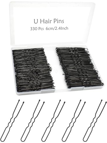 330 Count U Shaped Hair Pins for Buns, YINGFENG 2.4 inch Bun Pins Black Hair Pins for Women Girls with Storage Box, Hair Accessories for All Hair Types