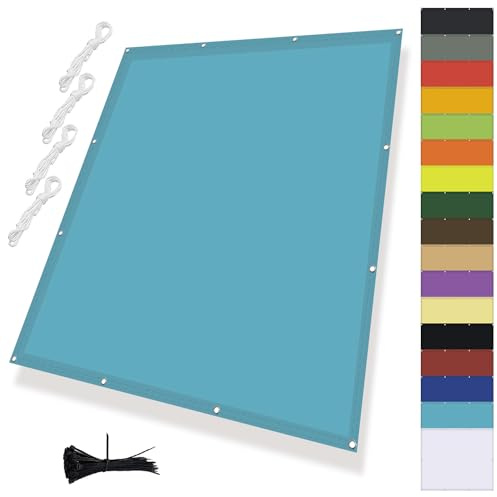 MENGH Toldo de ángulo recto, revestimiento de balcón con cuerda, toldo impermeable, rectangular, protección solar en ángulo recto, para balcón, terraza, piscina, color azul lago, 4,5 x 6,5 m