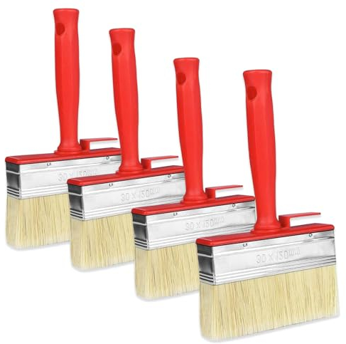 Pinceaux de Clôture de Remise,4 pinceaux Muraux,120mm x 30mm Pinceau à Lasure,pour Les Vernis et Lasures à Base de Solvants, pour Peindre Les Bois, Le Bois et Le Métal
