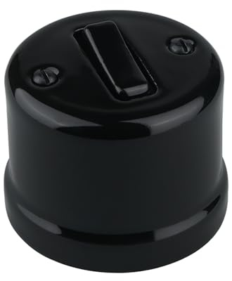 LaMorell LightDesign - Interruttore Singolo In Porcellana Nera ø65mm