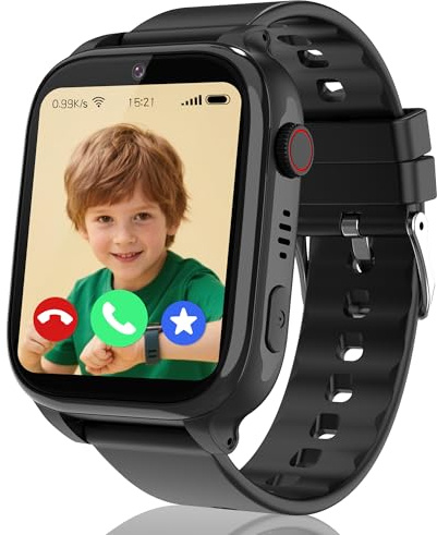 ELEJAFE 4G Kids Smart Watch Boys Girls,Smart Watch for Kids GPS Tracker with Video Call, Phone Call, Voice Chat, SOS Game IP68 Waterproof School Mode Smartwatch Birthday Gifts (Black)