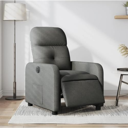 Owoxanthellate Poltrona relax elettrica grigio scuro tessuto 66 x 89 x 96 cm con funzione reclinabile a 135 gradi, design moderno e robusto telaio in legno e metallo per Living Room, Home Cinema e