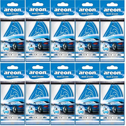 Areon Mon Car Air Freshener New Car Smell Scent Hanging Blue Pack of 10