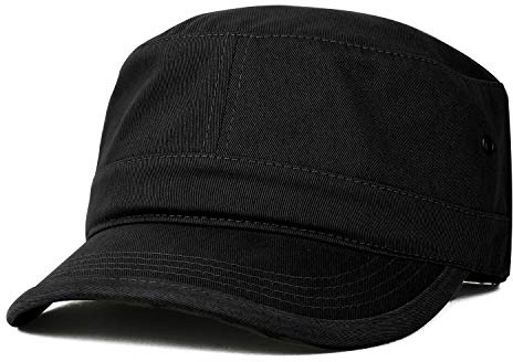 Trendy Apparel Shop Oversize XXL Flat Top Style Army Cap - Black - 2XL