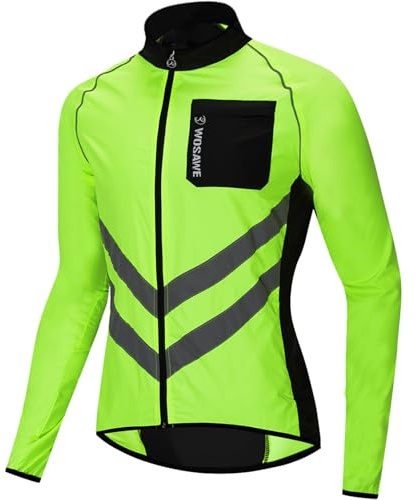 WOSAWE Herrcykeljacka Lätt Motorcykel Vindjacka Hög Synlighet för Löpning, Cykel, Racing, Utförsåkning (BL218 Grön XXXL)