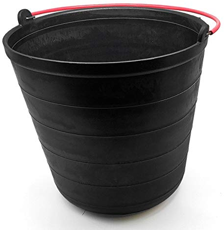 ARTEMA Tradineur - Cubo de plástico Negro 10 litros, asa metálica Forrada, 26 x 25 cm, Cubo Redondo Multiuso, Limpieza, Camping, Pesca, jardinería