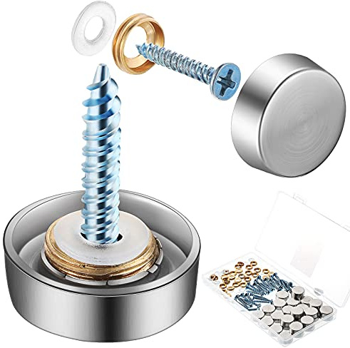 32 Pack Decorative Mirror Screws with Cap Self-Tapping for Sign Advertising