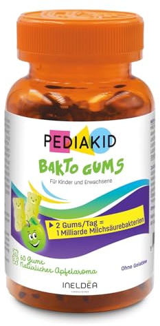 PEDIAKID - Gommes P'tit Biotic - Formule Naturelle au Délicieux Arôme de Pomme - Contribue à Enrichir la Flore Intestinale - Soutient les Défenses de l'Organisme - 60 gommes