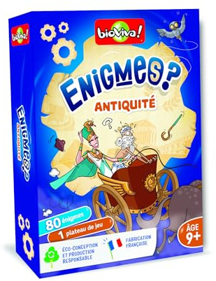 BIOVIVA Antiquité-Devinez la réponse Le Plus Rapidement Possible grâce aux Indices-Jeu de Cartes-Collection Enigmes-2 à 6 Joueurs-9 Ans-Fabriqué en France, 400251, Antiquités