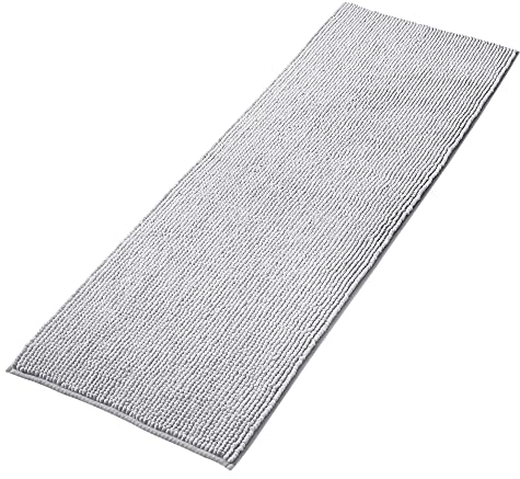 Decomira Badematte rutschfest | Als Badteppich Set kombinierbar | Badezimmer-Teppich Bad-Vorleger waschbar aus Chenille | Duschvorleger für Dusche, Badewannen, WC Deko | Grau - 50x150 cm