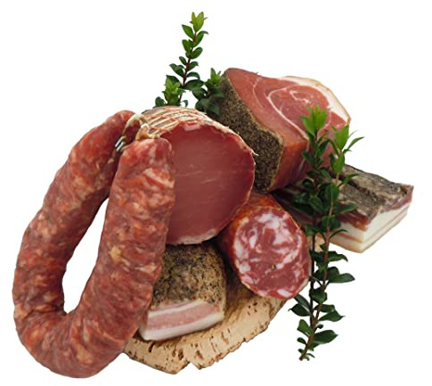 Panier Salumi Murru 2 - Saucisse sarde, salami sarde, pancetta poivrée, guanciale, longe, jambon poivré et un plateau en liège