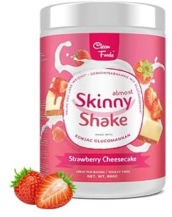 CleanFoods AlmostSkinny Shake Strawberry Cheescake 600g I Substitut de Repas - Shake Diététique I Saveur cheesecake aux fraises I seulement 55 calories par repas I avec 22 vitamines et minéraux