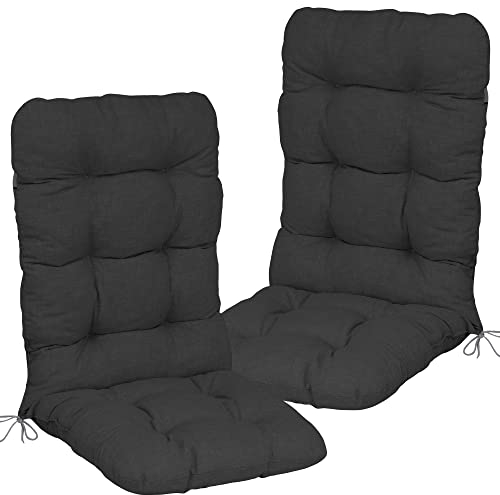 DILUMA Hochlehner Auflage 120x50 cm Anthrazit 2er Set - Wasser- und Schmutzabweisende Polsterauflage mit Extra Dicker 8 cm Flockenfüllung - Sitzauflage für Gartenstühle