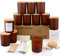 MILIVIXAY Confezione da 12 barattoli di candela in vetro ambrato smerigliato da 198,4 ml con coperchio e kit per la creazione di candele, barattoli vuoti per candele - spezie.