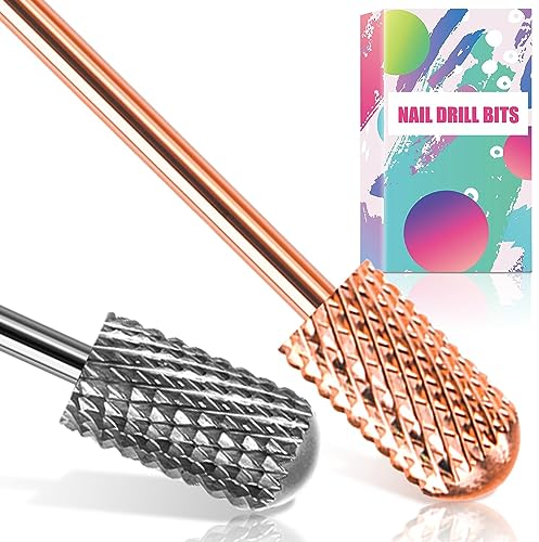 Punte Per Fresa Unghie 2 Pezzi, Punte in Carburo di Tungsteno 3/32''(2,35 mm), Punta Fresa Rimozione Gel, Acrilico, Punte Fresa Unghie Professionale, Sicurezza Lisce Superiori per Punta Fresa (C)