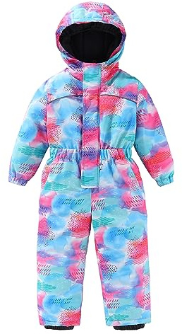 M2C Girls Tie Dye One Piece Overall Snowsuit Winter Warm Ski Suit Blue 4T