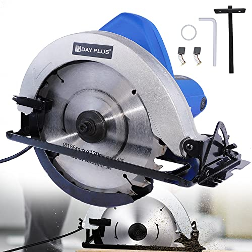 Handkreissäge, 1500W Kreissäge 185mm, Kupfermotor, Schnitttiefe Neigungswinkel Einstellbar, Max. Schnitttiefe 55mm, Sicherheitsschalter, für Schneiden von Holz/Kunststoff