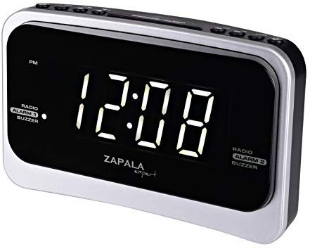 ZAPALA Expert Alarm Clock Radio for Bedroom, 2 Alarms with Large LED Display, Simple Plug, Basic Digital FM Radio with USB Charging Port, Adjustable Volume, Dimmable, Snooze