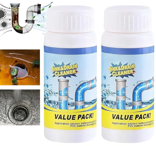 2PCS Powerful Sink &Drain Cleaner,Powerful Sink Foaming Si-nk and Drain Cleaner,Power-ful Pipe Dredging Agent,Dr-ain Unblocker Liquid Heavy Duty,Dr-ain Clean-er and Unblocker,Bathroom Dr-ain Unblocker