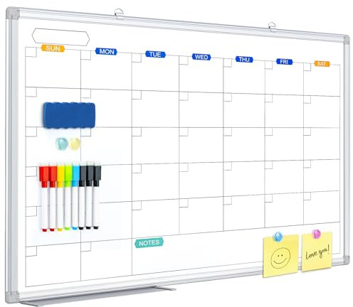 maxtek Whiteboard Kalender, Magnetisches Whiteboard Monatsplaner 90 x 60cm, Abwischbar zum Aufhängen, für Büro, Familie, Küche und Schlafzimmer