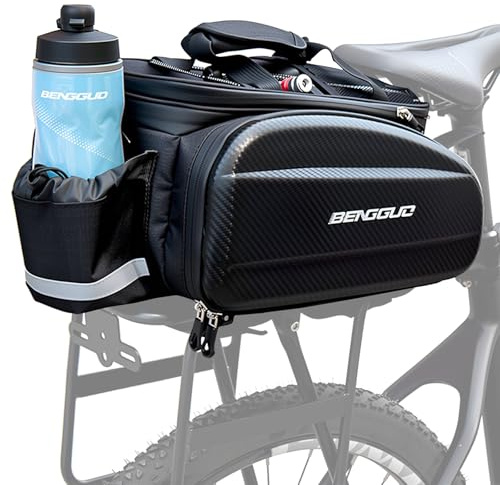 Alforja de bicicleta para portaequipajes, 17 L, no escalable, impermeable y reflectante, con correa para el hombro y varios compartimentos, bolsa multifuncional para el asiento trasero para ciclismo