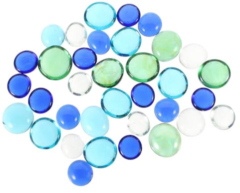 Mobestech 3bolsas Decoración Cuentas Planas De Vidrio para Acuario Decoración De Vidrio Rocas Cuentas De Colores De Peceras