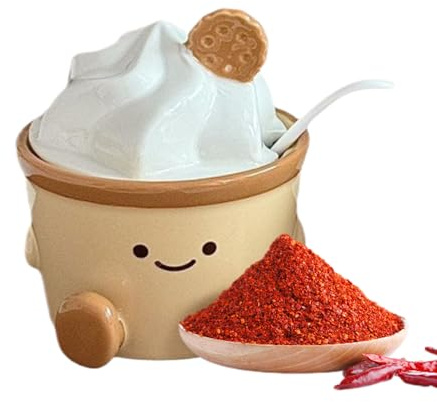 Tarro De Sal | Bote de Cerámica con Tapa y Cuchara de Diseño Animado,Azucarero Lindo,Para Hogar, Cocina, Horneado, Comedor, Picnic, Exterior, Campamento Y Condimentos