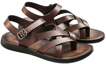 Sandales Romaines Homme Boucle Réglable Bride Orteil Gladiateur Plates Semelle Souple de Marche Décontractées Bout Ouvert d'Été Grande Taille Chaussures Quotidiennes