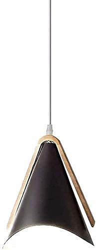 XANAYXWJ Skrivbordslampa Svart Ljus Matsalslampa Sovrum Sängrum Studie Café Järn och Trä Horn s Hänglampa