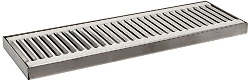 ACU Precision Sheet Metal 0100-15 Surface Mount Drip Tray, No Drain, Stainless Steel, # 4 Brushed Finish, 5 x 15 x 3/4, Silver