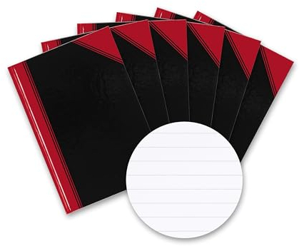 Bantex Notizbuch A6 liniert, 192 Seiten, 70 g/m², Hardcover, schwarz, 6 Stück