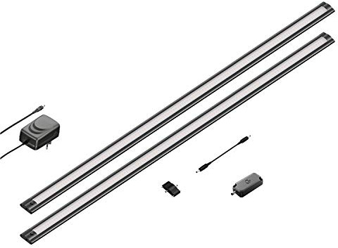 ledscom.de 2er Set LED Unterbau-Leuchte SIRIS schwarz matt, mit Touch-Dimmer, flach, je 90cm, je 963lm, warmweiß