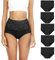 Senllori Damen-Unterwäsche, hohe Taille, Baumwolle, Bauchkontrolle, weiche volle Abdeckung 5 Pack, Schwarz Größe 2XL