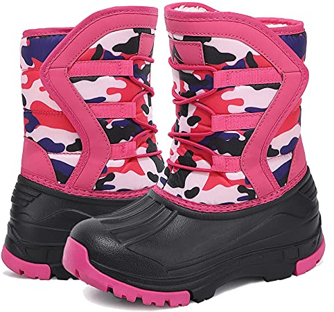 Yeerovan Boys Girls Snow Boots Cold Weather Shoes Winter Boot Waterproof Slip Resistant (T5 Pink 33)