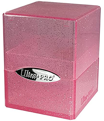 Ultra Pro - Frosted Cube Storage Box for Over 100 Trading Cards (Glitter Pink) - Protect Your Playing Cards, Sports Cards or Trading Cards in a Luxury Glitter Box