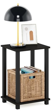 Furinno Simplistic Side Table, 2-Tier Small End Table with Open Shelf, Easy Assembly Toolless Night Stand, Nightstand, for Living Room, Bedroom, Espresso